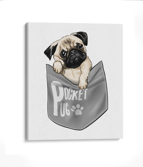 Pug de bolsillo caricatura